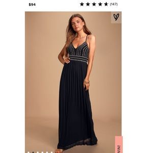 Lulu’s Glamorous Gala Black Embroidered Maxi Dress
